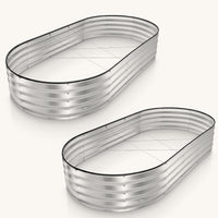 6x3x1 ft 2 Pcs Silver Oval Raised Garden Bed