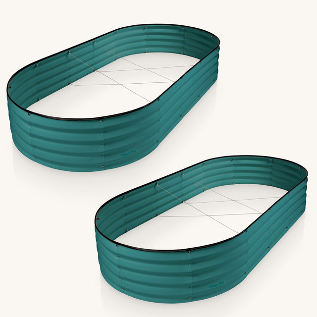 6x3x1 ft 2 Pcs Turquoise Oval Raised Garden Bed