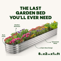 8x2x1 ft Silver Oval Raised Garden Bed