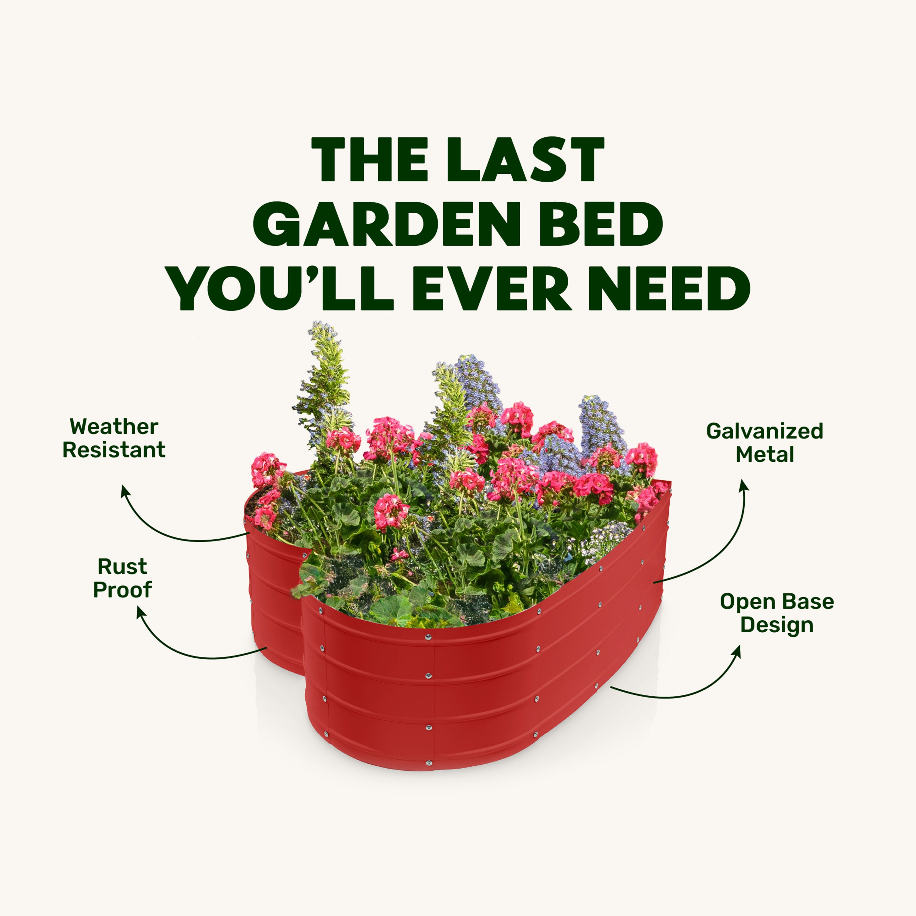 3x3x1 ft Red Heart Shaped Raised Garden Bed – Plant & Plot
