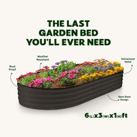 6x3x1 ft  Black Oval Raised Garden Bed