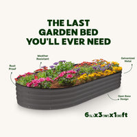 6x3x1 ft 2 Pcs Gray Oval Raised Garden Bed