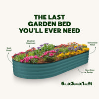 6x3x1 ft Turquoise Oval Raised Garden Bed