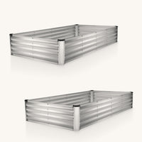 8x4x1 ft 2 Pcs Silver Rectangle Raised Garden Bed