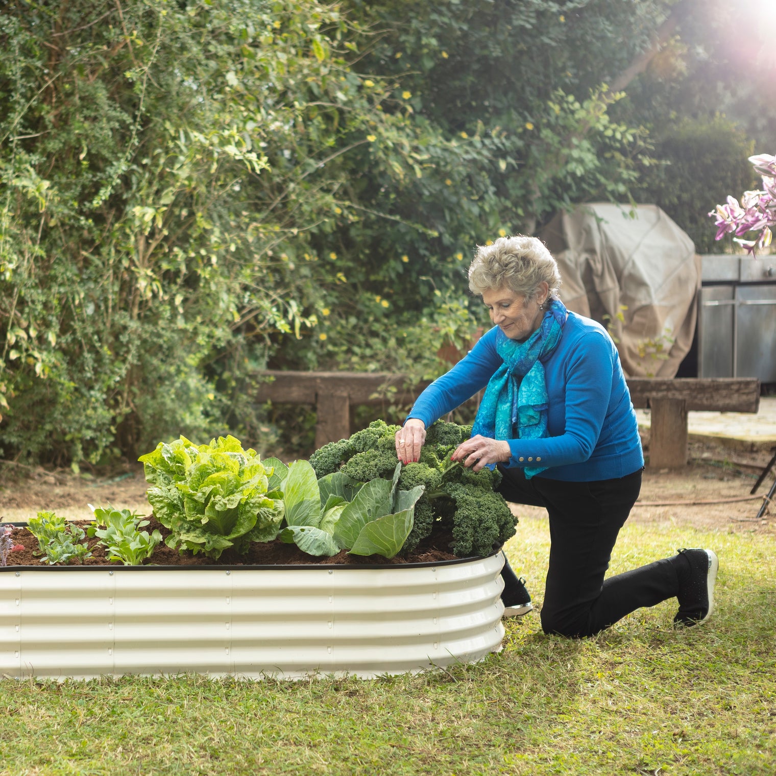 6x3x1 ft 2 Pcs White Oval Raised Garden Bed