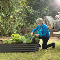 8x4x1 ft Gray Oval Raised Garden Bed