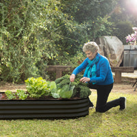 8x4x1 ft Black Oval Raised Garden Bed