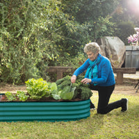 8x4x1 ft Turquoise Oval Raised Garden Bed