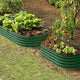 green metal raised beds for gardening