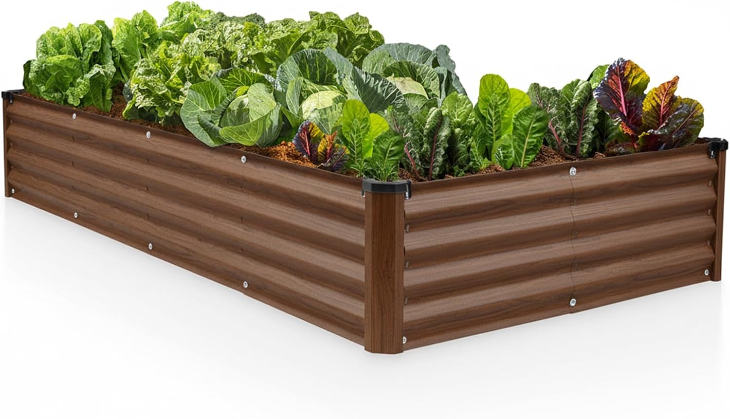 6x3x1 ft Dark Wood Rectangle Raised Garden Bed