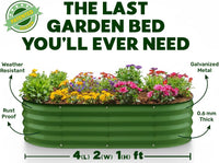 4x2x1 ft Olive Green Oval Raised Garden Bed