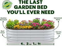 4x2x1 ft Light Grey Oval Raised Garden Bed