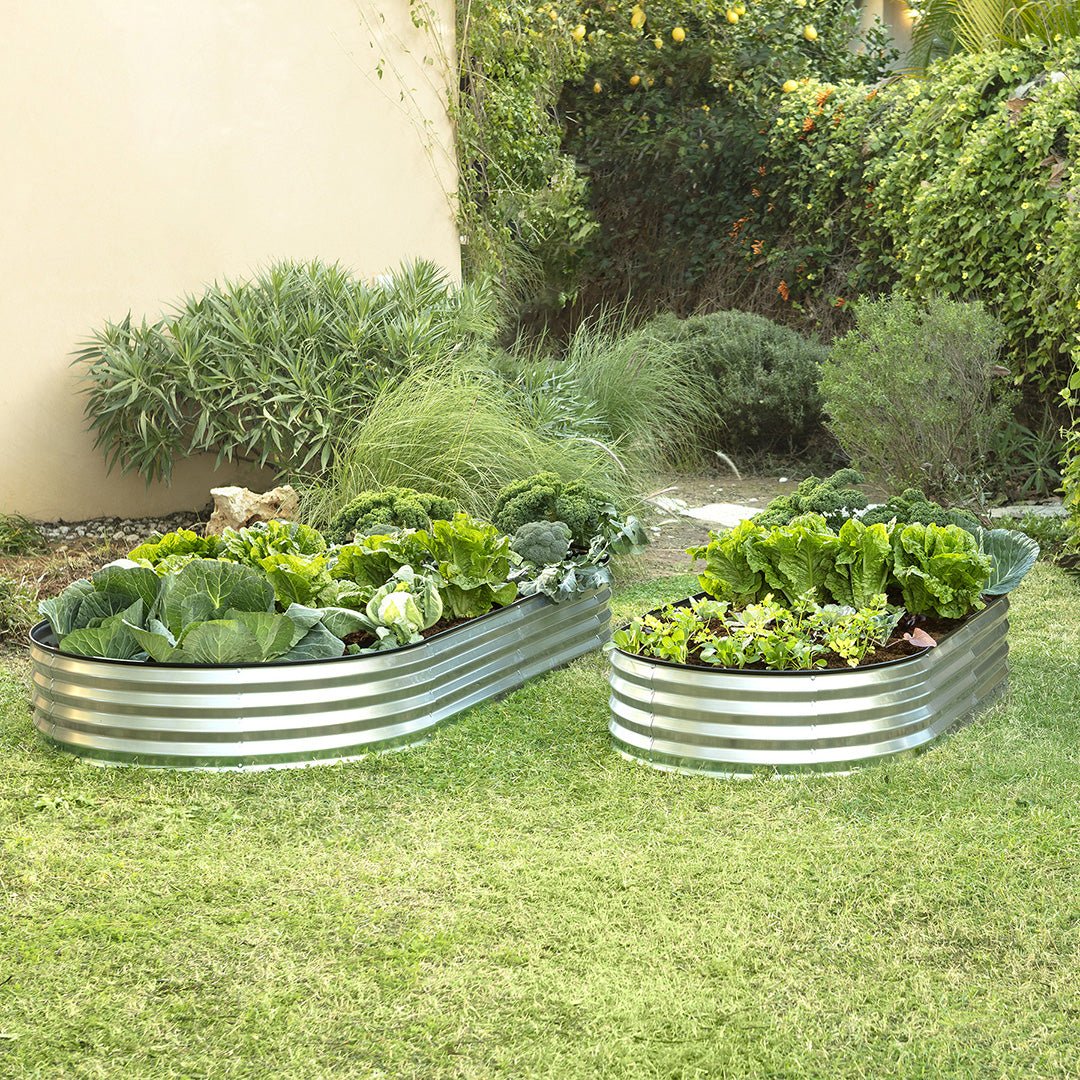 8x4x1 ft 2 Pcs Silver Oval Raised Garden Bed