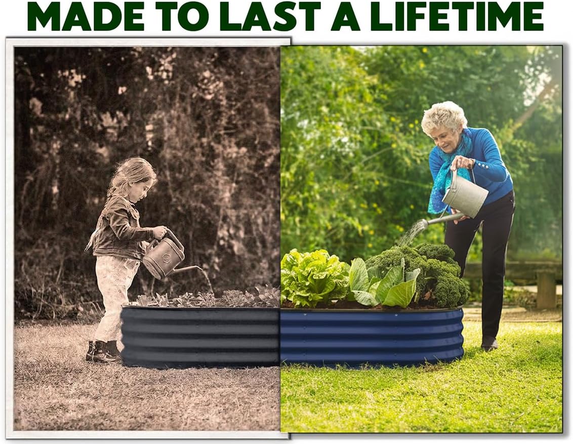4x2x1 ft Navy Oval Raised Garden Bed