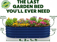 4x2x1 ft Navy Oval Raised Garden Bed