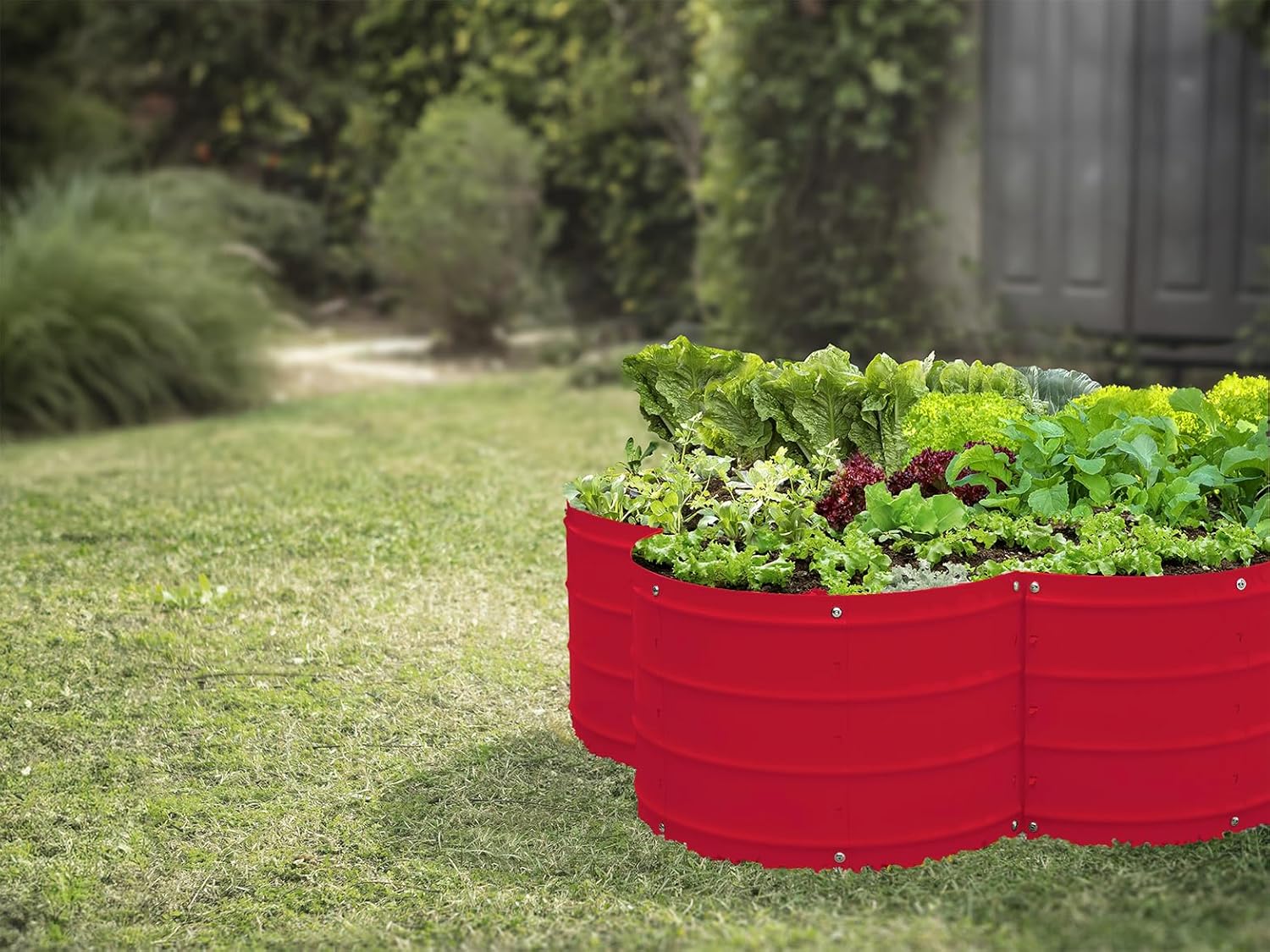 3x3x1 ft Red Flower Shaped Raised Garden Bed