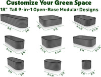 9 in 1 Modular Grey Raised Garden Bed 8×2×1.5 ft