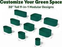 Modular 2.5 ft Dark Green Raised Garden Bed 8×2×2.5 ft