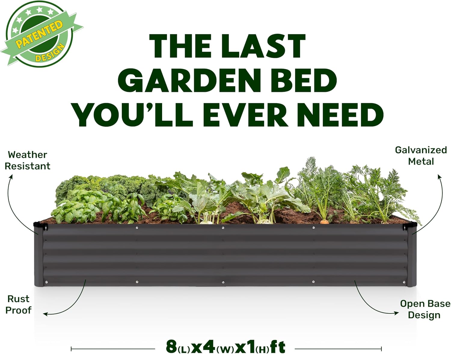 8x4x1 ft Grey 2Pcs Rectangle Raised Garden Bed