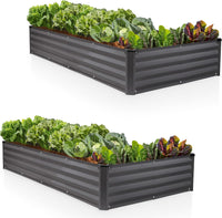 8x4x1 ft Grey 2Pcs Rectangle Raised Garden Bed