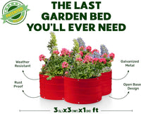 3x3x1 ft Red Flower Shaped Raised Garden Bed