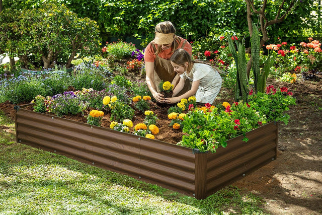 6x3x1 ft Dark Wood Oval Raised Garden Bed