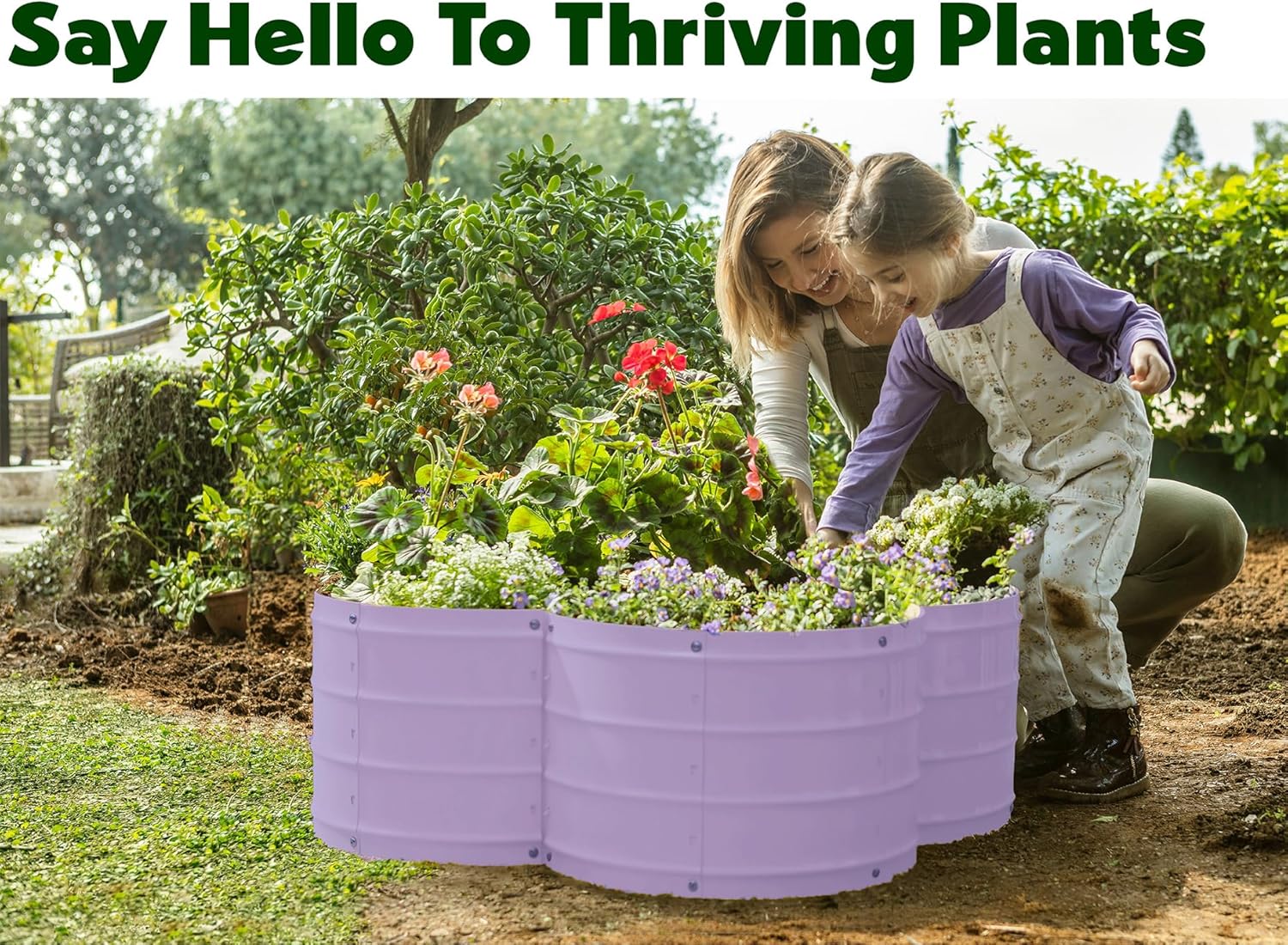 3x3x1 ft Lavender Flower Shaped Raised Garden Bed