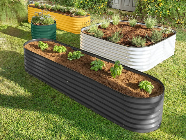 9 in 1 Modular Grey Raised Garden Bed 8×2×1.5 ft