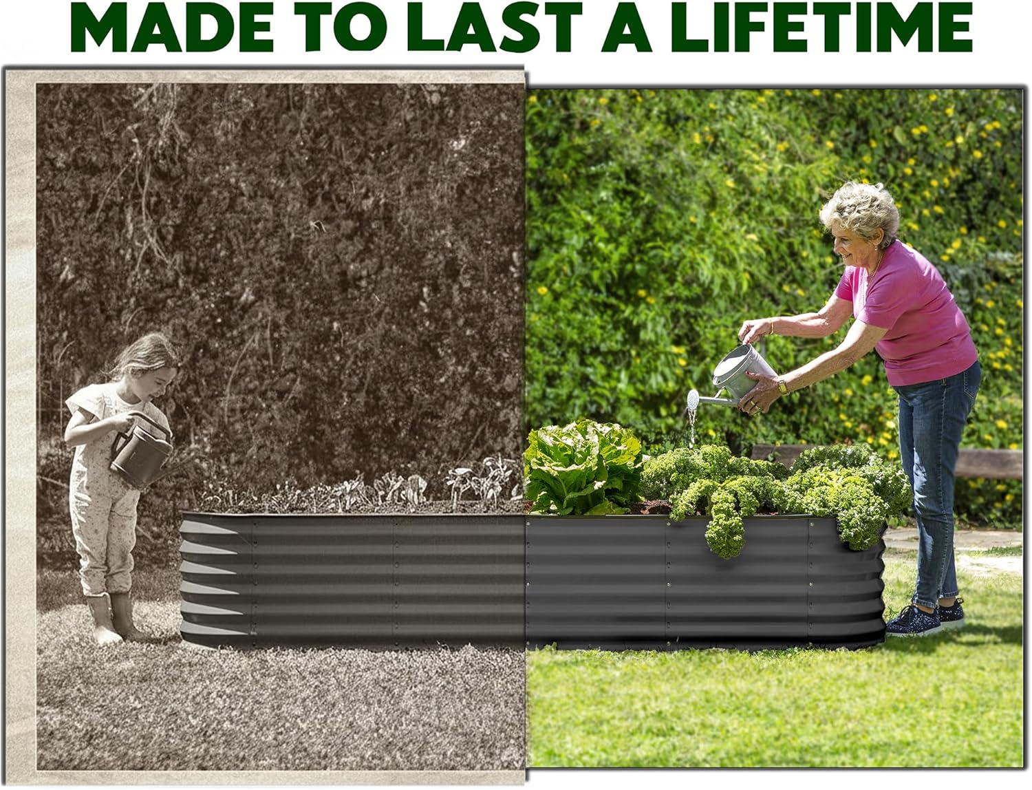 9 in 1 Modular Grey Raised Garden Bed 8×2×1.5 ft