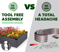 6x3x1 ft Grey 2Pcs Rectangle Raised Garden Bed