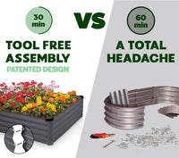 8x4x1 ft Grey 2Pcs Rectangle Raised Garden Bed