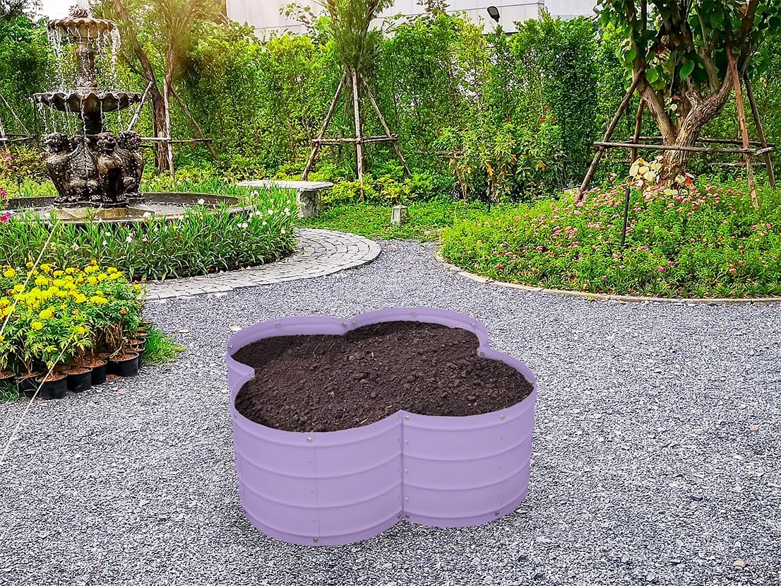 3x3x1 ft Lavender Flower Shaped Raised Garden Bed