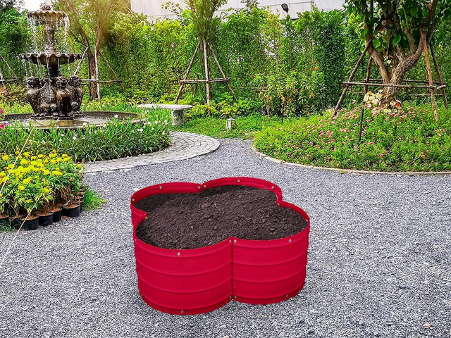3x3x1 ft Red Flower Shaped Raised Garden Bed