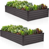 6x3x1 ft Grey 2Pcs Rectangle Raised Garden Bed