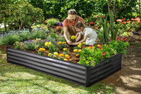 6x3x1 ft Grey 2Pcs Rectangle Raised Garden Bed