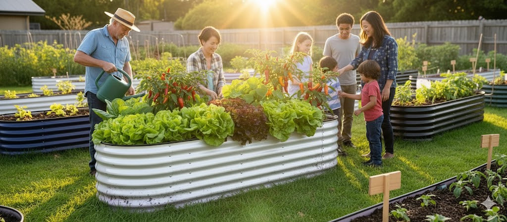 BUTUNITA Beige Raised Garden Bed Outdoor Metal for Gardening Vegetables Flower G BUTUNITA Beige Raised Garden Bed Outdoor Metal for Gardening Vegetables Flower G