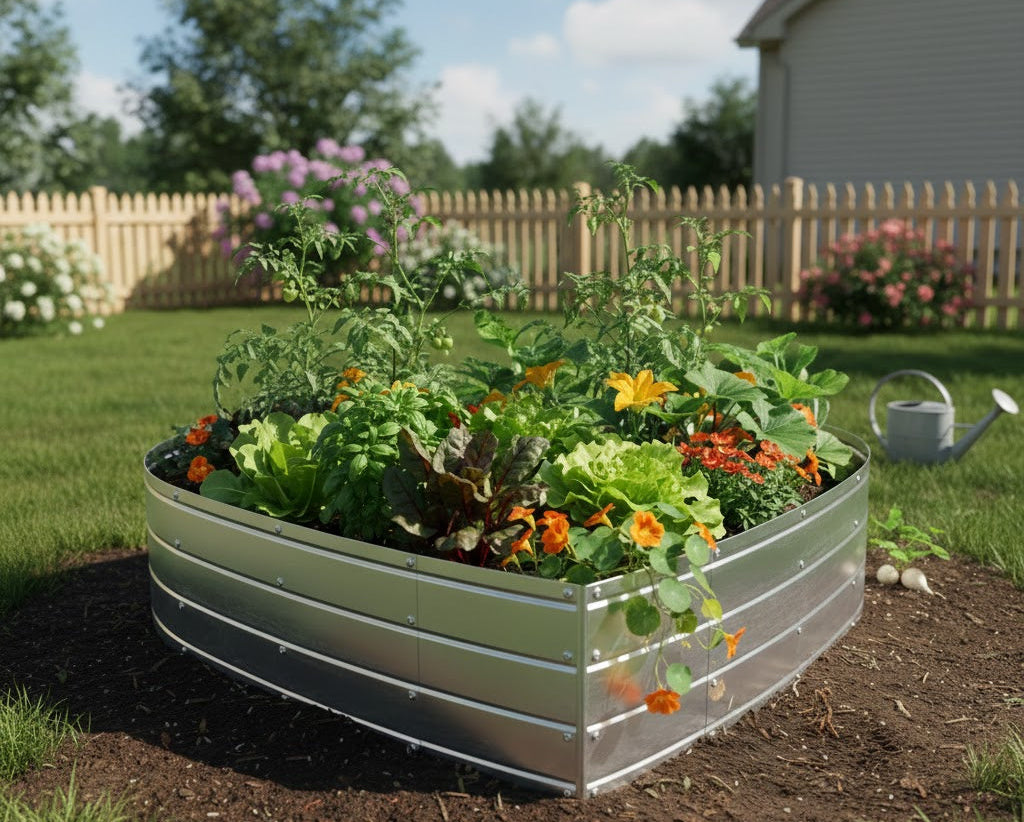 3x3x1 ft Teal Heart Shaped Raised Garden Bed – Plant & Plot