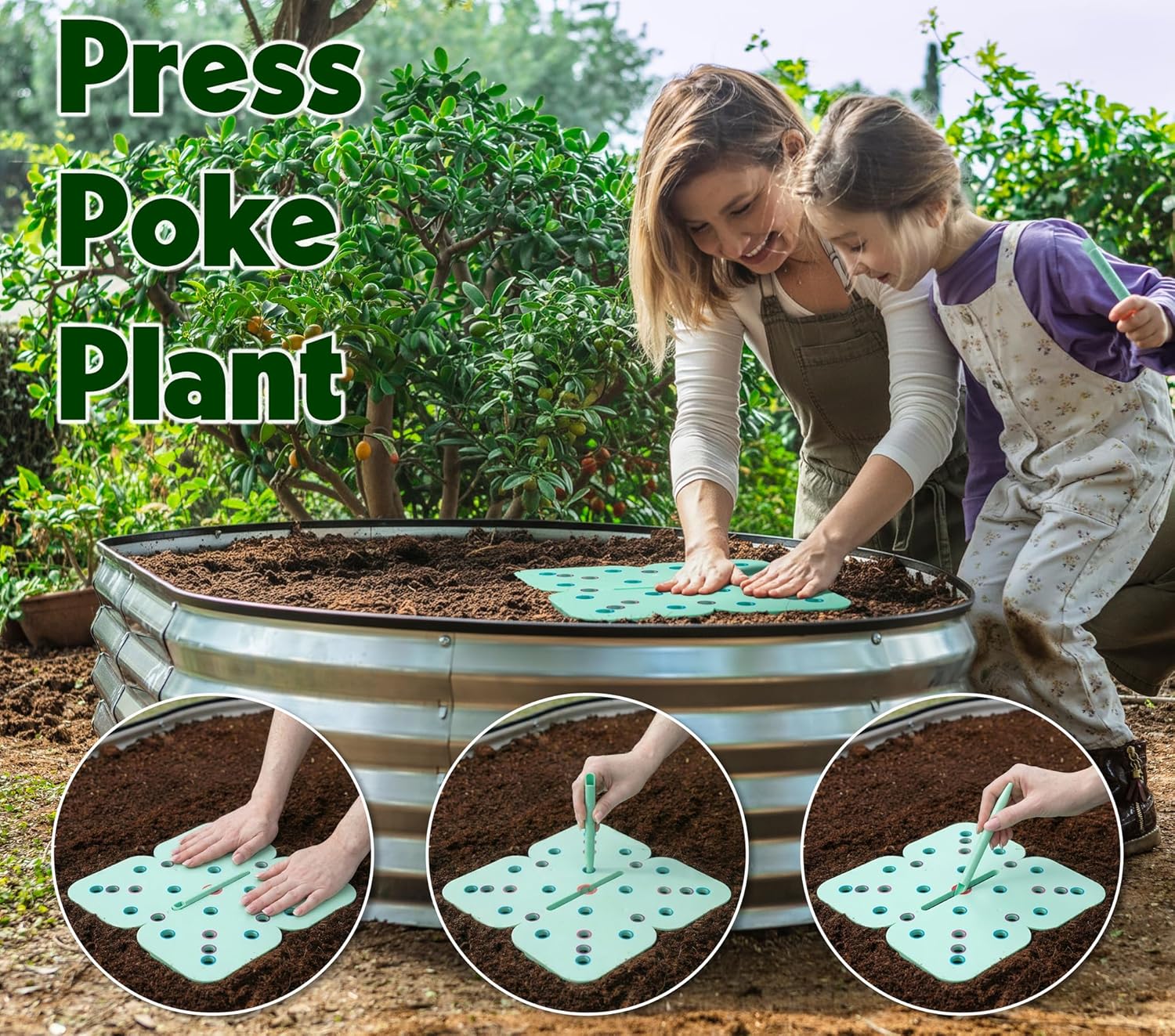 Seed and Seedling Spacer Tool for Garden // Square Foot Gardening Seed Template for Organized Plants, Vegetables & Fruits // Spacing Tool Kit for Planting (Green)