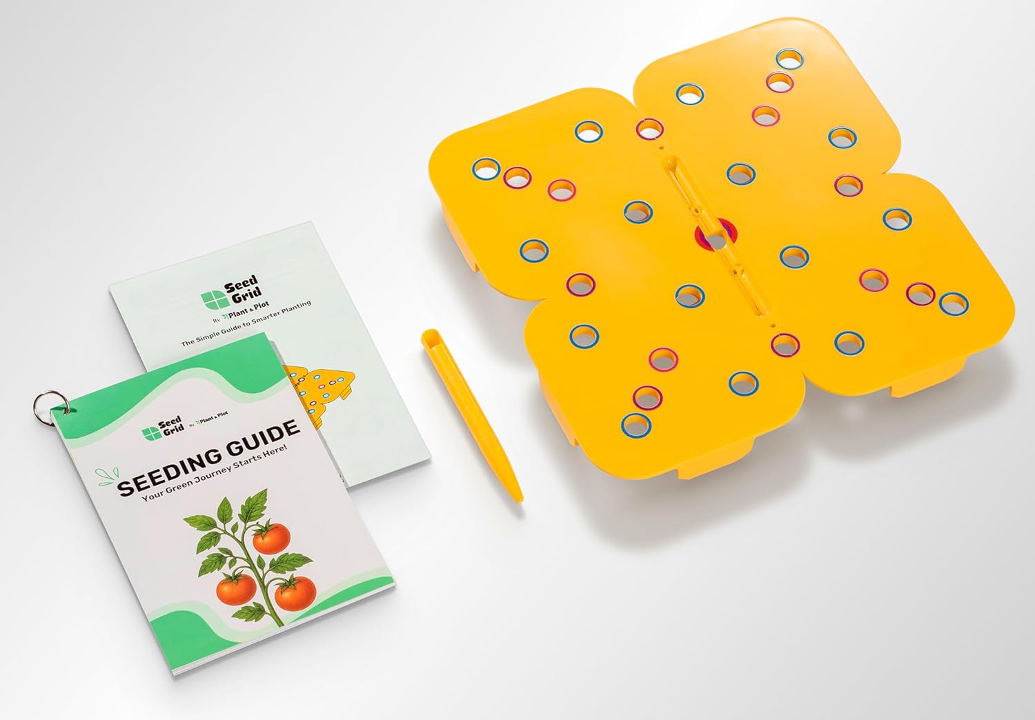 Seed and Seedling Spacer Tool for Garden // Square Foot Gardening Seed Template for Organized Plants, Vegetables & Fruits // Spacing Tool Kit for Planting (Yellow)