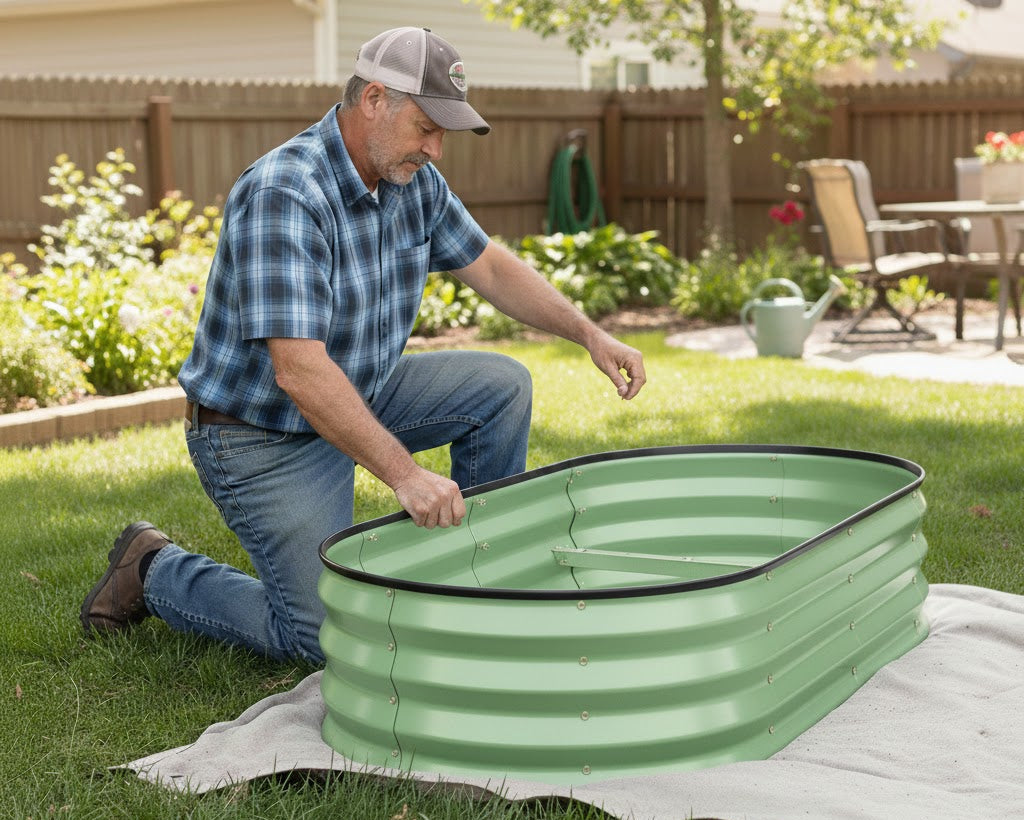 4x2x1 ft Teal Raised Garden Bed – Plant & Plot