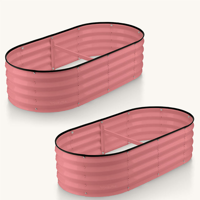 4x2x1 ft 2 Pcs  Blush Pink Oval Raised Garden Bed