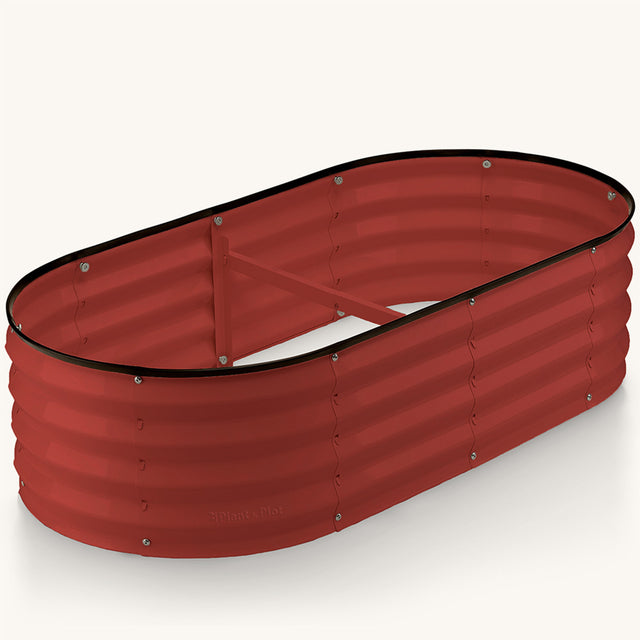 4x2x1 ft Dark Red Oval Raised Garden Bed