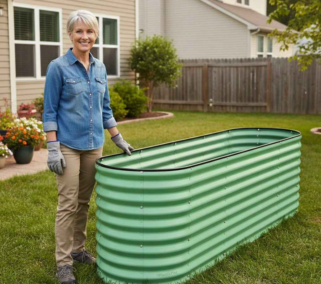 8x2x2 Yellow Oval Raised Garden Bed – Plant & Plot