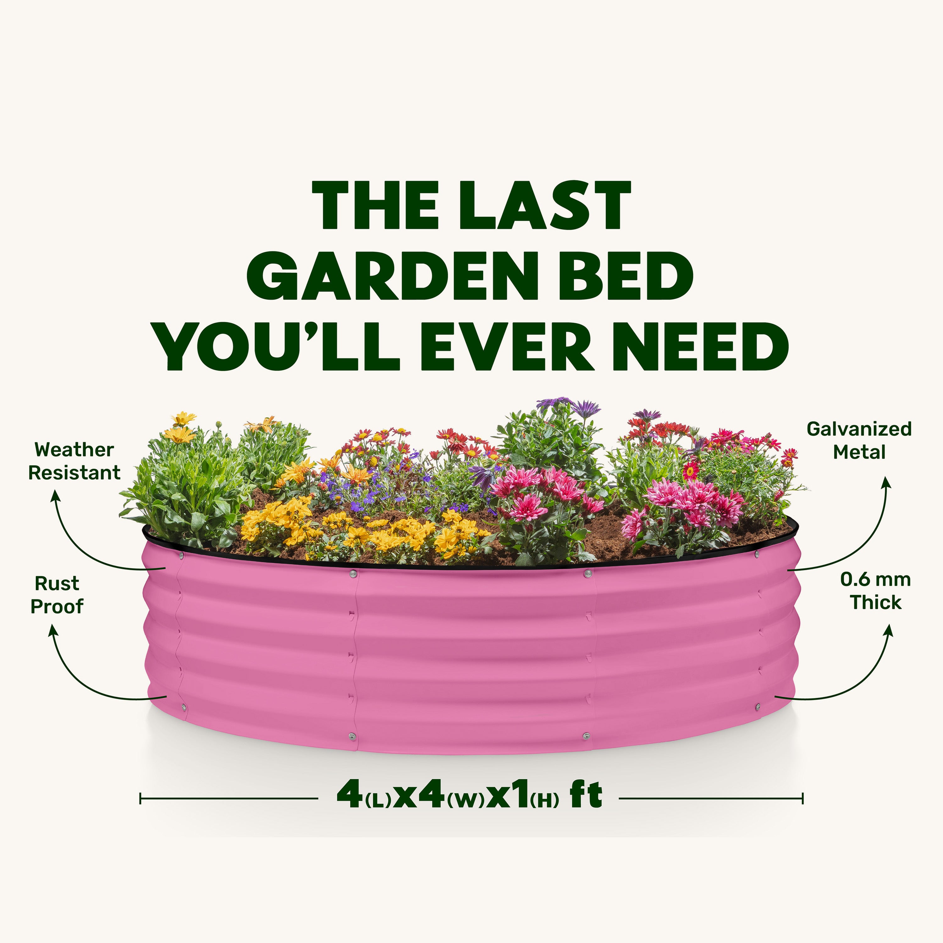 4x4x1 ft Pink 2 Pcs Raised Garden Bed – Plant & Plot