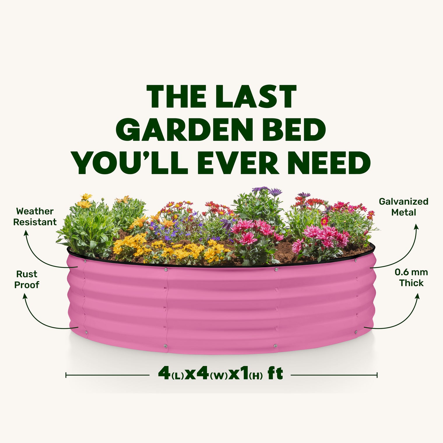 4x4x1 ft Pink 2 Pcs  Raised Garden Bed