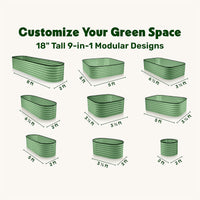 9 in 1 Modular Light Green Raised Garden Bed 8×2×1.5 ft