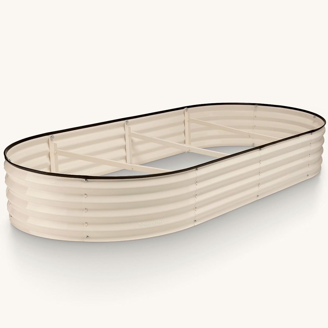 8x4x1 ft White Oval Raised Garden Bed