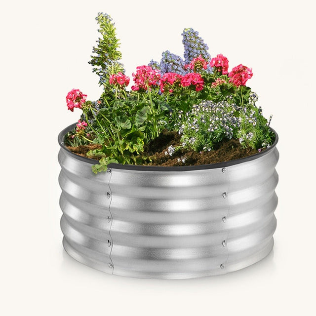 galvanized raised garden bed round