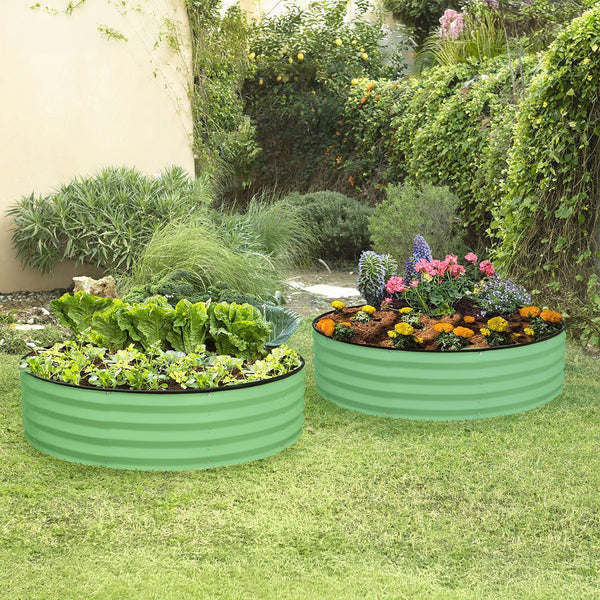 garden boxes outdoor raised with plants and flowers