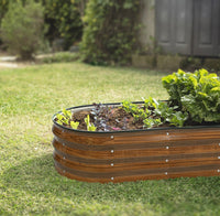 4x2x1 ft Oval Raised Garden Bed Dark Wood Pattern